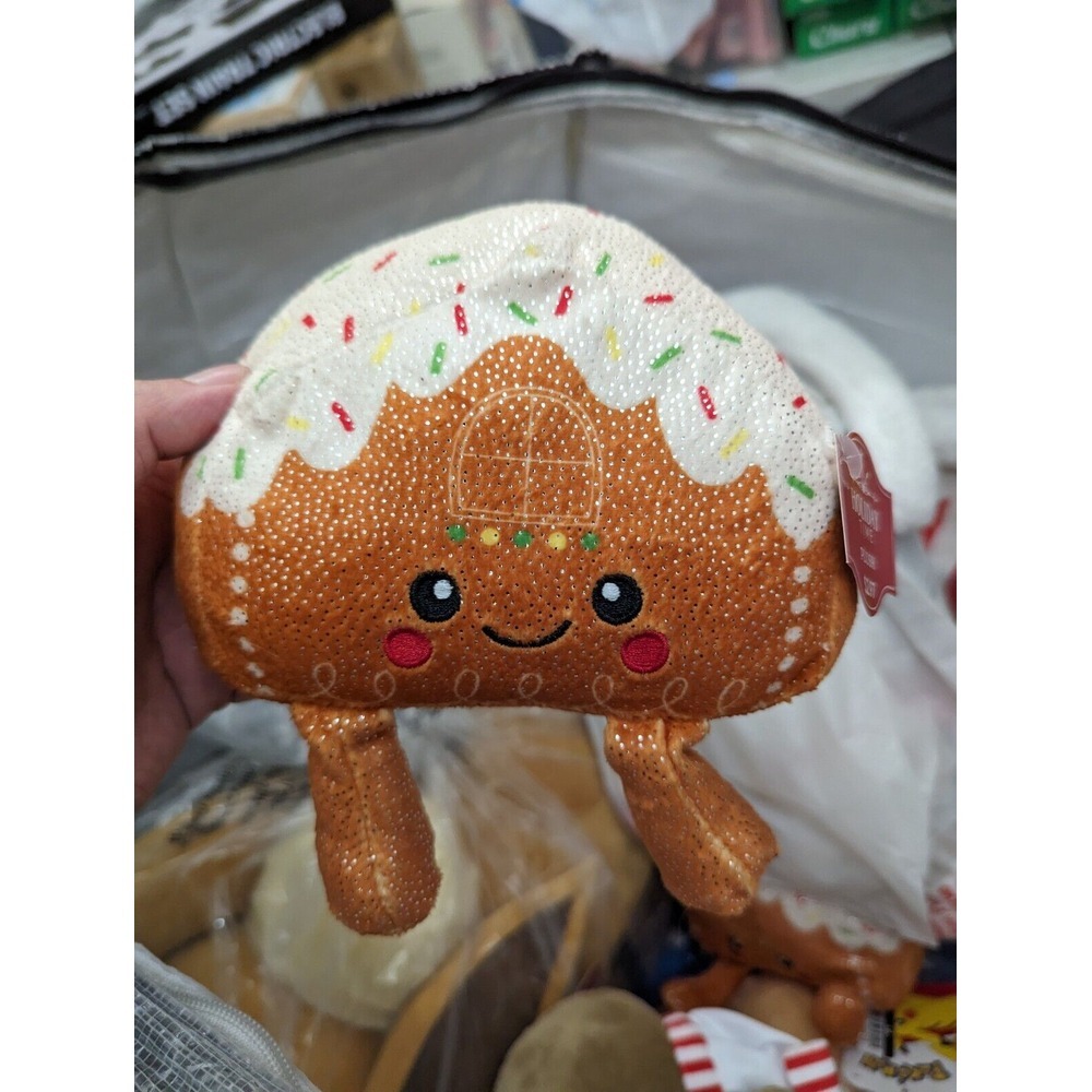 Holiday Time Christmas‎ Sparkly Gingerbread House Plush with Legs 6.5" Toy